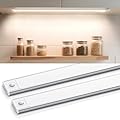 Under Cabinet Lighting 16 Inches, 108 LED Motion Sensor Light Indoor, Dimmable 3 Color Rechargeable Closet Light, Battery Operated Magnetic Night Light for Kitchen, Wardrobe, Stairs