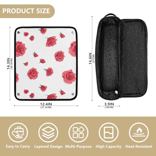 Bolsa de viaje para herramientas de cabello rosa con diseño floral para mujeres con tapete resistente al calor removible y gran capacidad miniatura 4