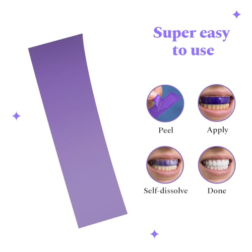 Image of Perfora Purple Teeth Whitening Strips - Pack of 3 Treatments (6 Strips) - Whitens Teeth in 1 Use | Peroxide & Sensitivity-Free, Enamel-Safe Oral Care | PAP & Hydroxyapatite For Stain Removal | Self-dissolving Strips