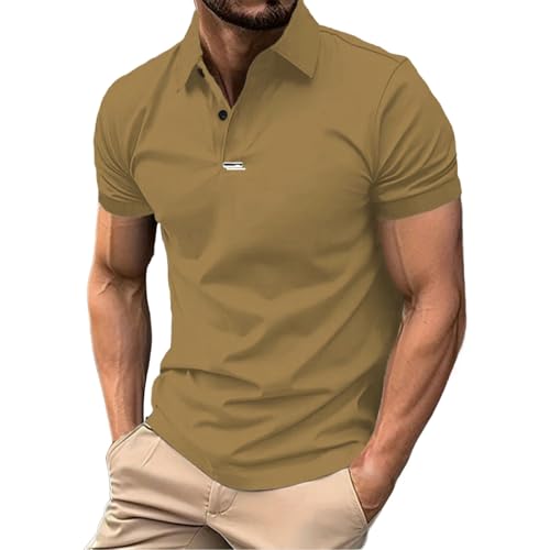 Polo para hombre de tallas grandes   Camiseta deportiva para hombre, de algodón, camisa de negocios, corte regular, cuello en V, camiseta de verano, camiseta de manga corta, deportiva, camiseta de