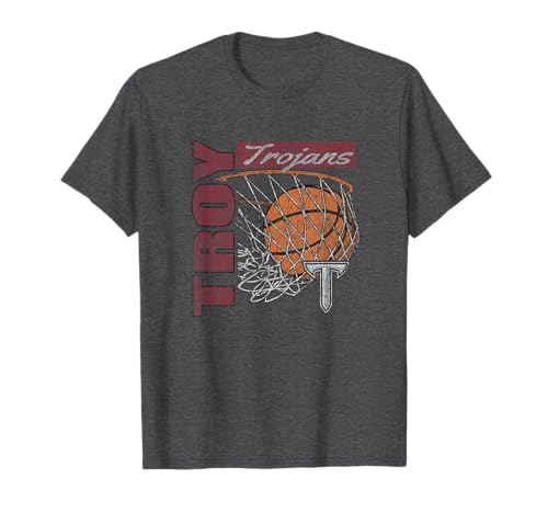 Troy Trojans Vintage Basketball 90's Dark Heather T-Shirt