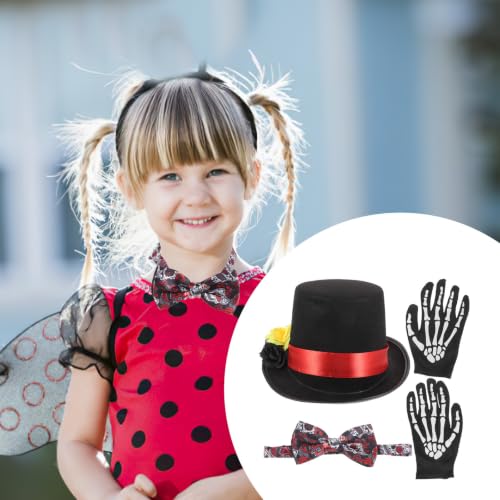 Cabilock Halloween Cosplay Akcesoriów z Kapeluszem Rękawiczkami i Dekoracyjnym Krawatem Unikalny Photo Prop Imprezy i Kostiumowe Przyjęcia