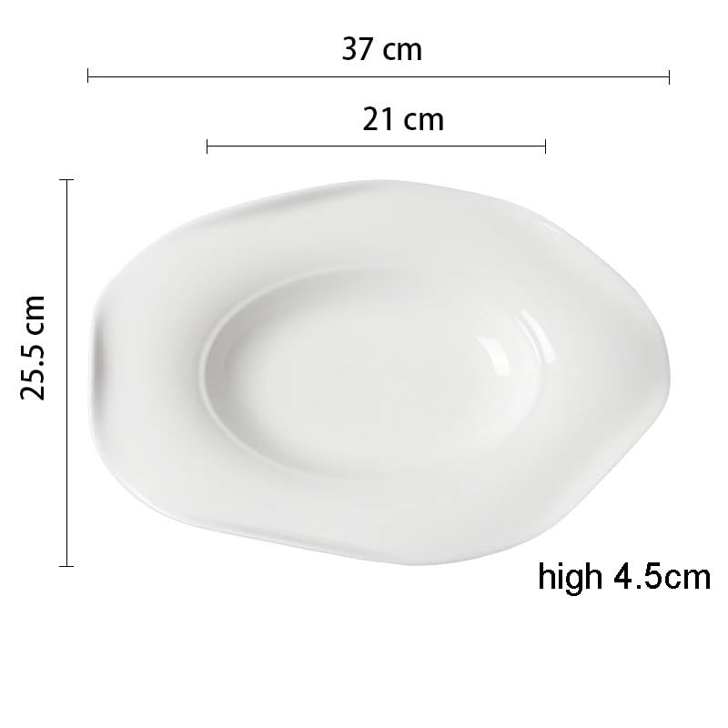 Forniture Per Feste Piatto piano in ceramica Forma irregolare Pasta Sushi Piatto da bistecca Ristorante semplice Tinta unita Stoviglie Vassoio da dessert Piatti da cucina Piatto freddo Piatti Della Fe