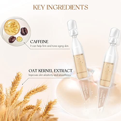 Bacheri Caffeine Face Serum, Anti Aging Face Ampoule With Caffeine Serum For Wrinkle Reduction And Puffiness, Hydrating Facial Serum To Smooth And Rejuvenate Skin, 30 Ampoules #TOP3
