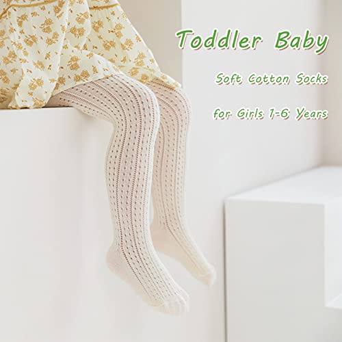 Actlati Baby Girl Cotton Tights Thin Hollowed Summer Mesh Lace Pantyhose Pants 3 Pairs Toddler Footed Legging Stockings 1-6T #TOP4
