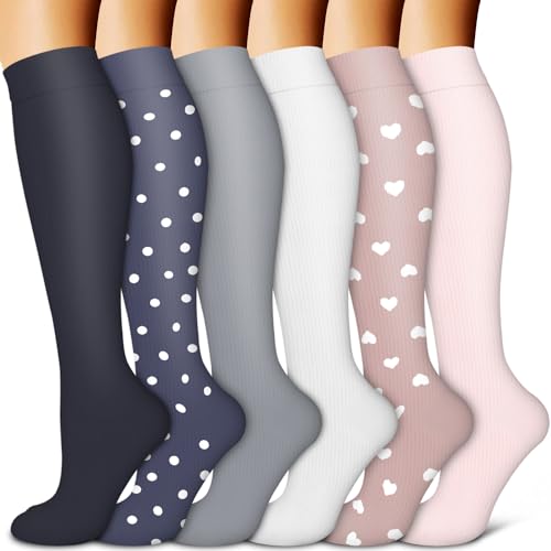 Image of BLUEENJOY Copper Compression Socks for Women & Men (6 pairs) - Best Support for Nurses, Running, Hiking, Recovery