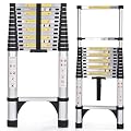 JADDUO Telescoping Ladder 16.5 FT Extension Ladder Aluminum Lightweight Telescopic Ladder with 2 Triangle Stabilizers Telescoping Attic Ladder RV Ladders for Travel Collapsible Ladders for Home Black