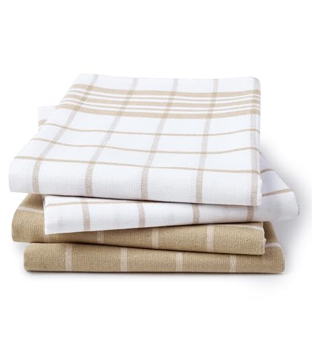 Encasa XO Juegos de paños de Cocina y paños de Cocina Beige sin Rizo Toallas de Felpa de algodón Altamente absorbentes | 70x45 cm | Multiusos para Lavar Platos y Limpiar Juego de 4 - imagen 2