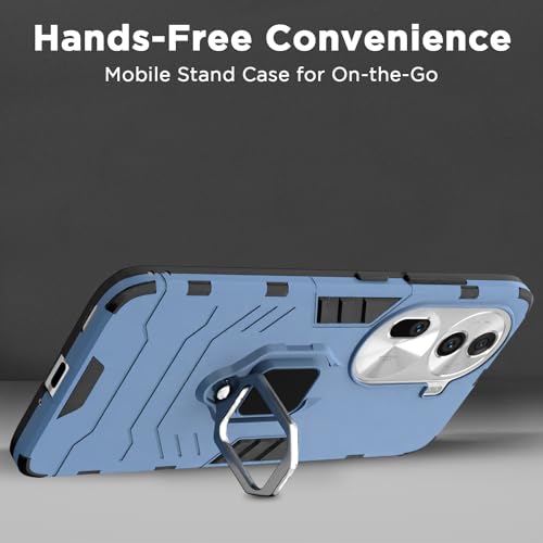 Image of Pikkme Oppo Reno 11 Pro 5G Back Cover | D5 Tough Armor Bumper | 360 Protection Case | Ring Holder Stand Case for Oppo Reno 11 Pro 5G (Blue)