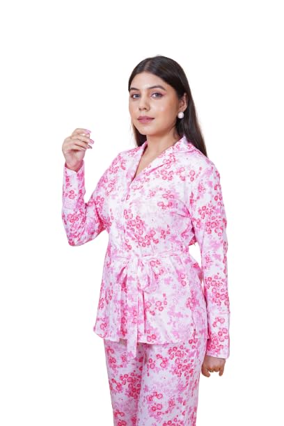 salvia sky White Pink Floral Blazer with Belt-picture-22