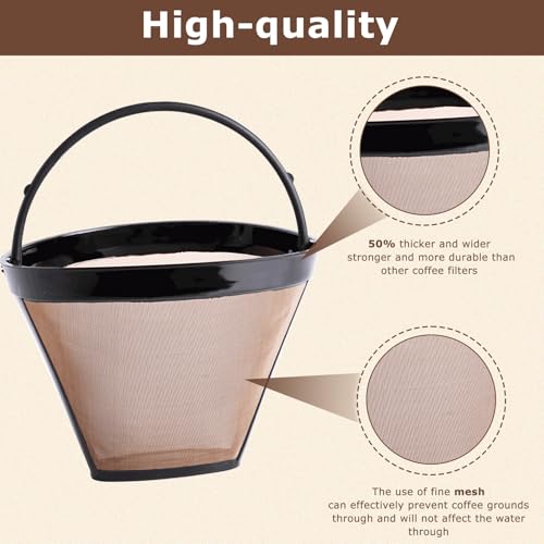 Image of KEEPOW Reusable Coffee Filter Replacement 14 cup Compatible with Cuisinart DCC-3200 DCC-1200 Coffee Maker, Gold Tone Coffee Filter Basket 10 12 14 Cup, 1+6
