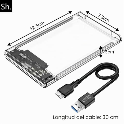 Miniatura 2 de Sh. Caja De Disco Duro Externa De 2,5 , Usb 3.0 A Sata Ssd Hdd Caddy, Con Soporte Uasp De 5gbps, Estuche Portátil Para Disco Duro Sata Ssd Hdd De 2,5 Pulgadas, Compatible Con Portátil Pc Ps4 Xbox