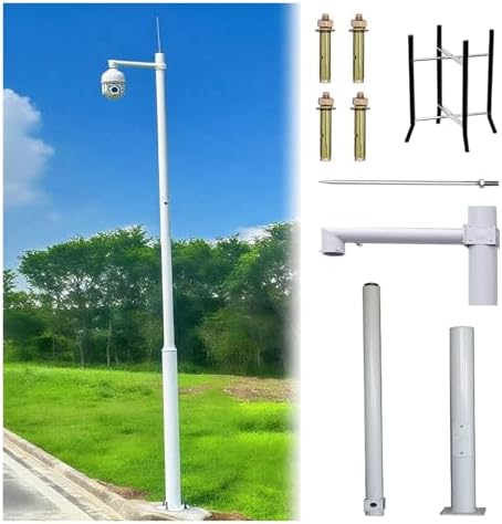 Durable Outdoor Security Camera Pole with Lightning Rod – 137.8in Surveillance Solution for Backyard Safety & Protection, Weather-Resistant Design