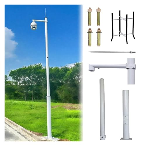 Poteau pour caméra de sécurité 400cm avec paratonnerre et support réglable pour surveillance