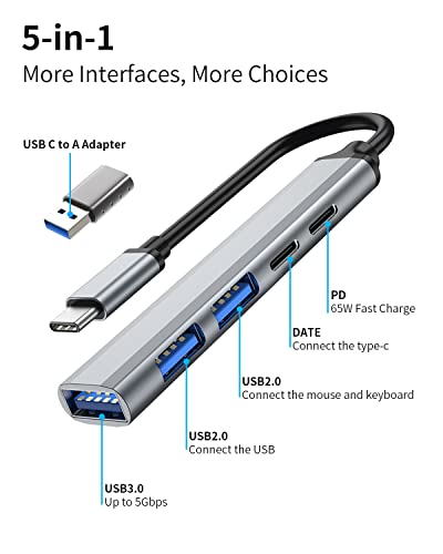 Hub USB C 5 in 1 USB 3.0 Hub USB Type C Adattatore...