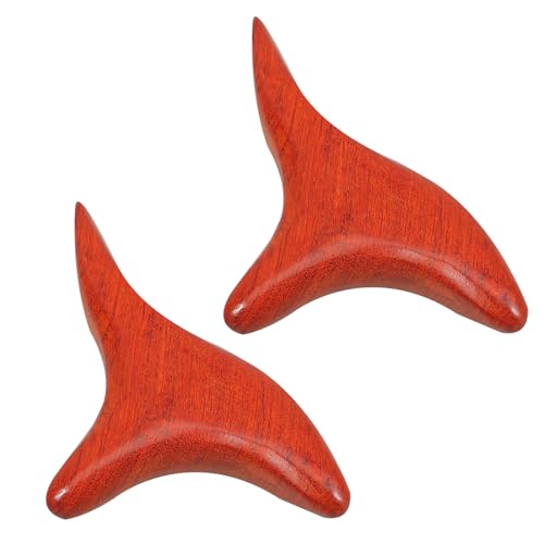BIUDECO Masajeador de Madera 2 Piezas para Cuerpo y Puntos Gatillo, Varillas Masajeadoras para Cuello, Espalda y Brazos, Diseño Ergonómico Ligero en Color Rojo, Adecuado para Relajación