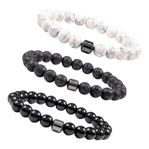 3 Pcs Anti Alcohol Bracelet, Glame Anti Alcohol Bracelets, Sobriety Bracelet for Men and Women, Reduce the Urge to Drink, Reduces Alcohol Cravings, Ideal Sobriety Gifts for Father’s Day, Birthday（8mm）