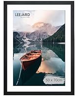 LEEJARD Bilderrahmen 50x70cm, Schwarz Fotorahmen Holzrahmen mit Bruchsicherem Plexi-Glas Zum Senkrechten Oder Waagerechten, – Modernes Design für Zuhause & Büro.