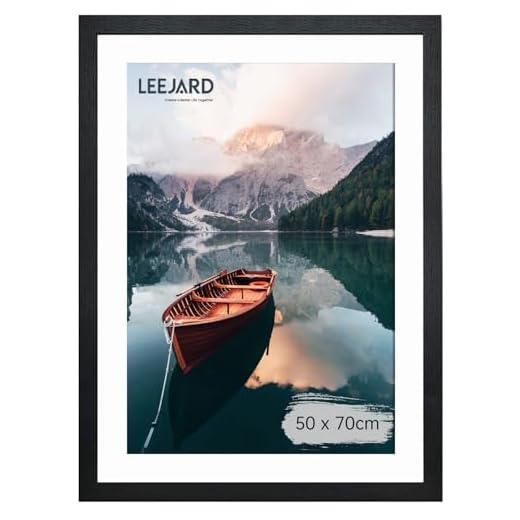 LEEJARD Bilderrahmen 50x70cm, Schwarz Fotorahmen Holzrahmen mit Bruchsicherem Plexi-Glas Zum Senkrechten Oder Waagerechten, – Modernes Design für Zuhause & Büro.