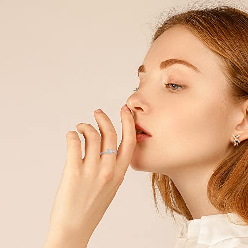 Jiarui 925 Sterling Silver Double Heart Eternity Ring Bezel Setting Round Cubic Zirconia Wedding Ring Promise Ring For Her Size 6 #TOP5