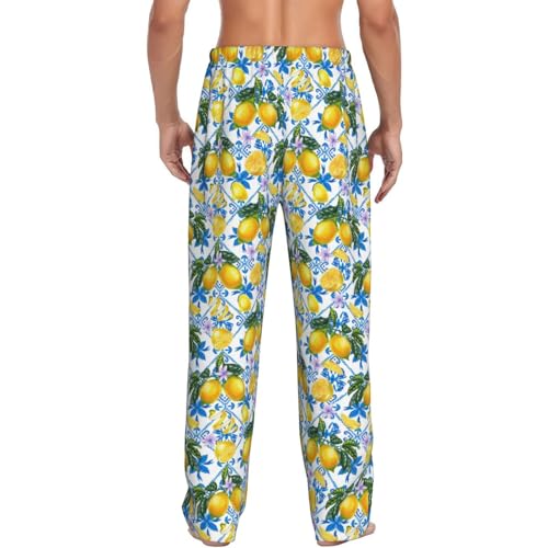 Sicilian Lemon Vintage Moroccan Style Mens Pajama Pants Men's Sleep Lounge Pants Pj Bottoms With Pockets2