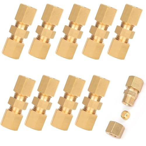 GIONAR 10PCS Connecteur de Ligne de Frein, 3/16 Raccords de Tuyau de Frein, Kit Reparation Frein, Matériau en Laiton,Connecteur Raccords Autobloquant pour Tuyau Frein de 4,75mm