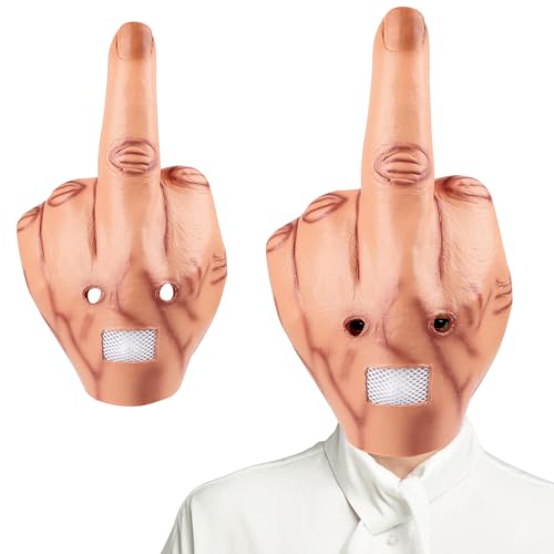 Mittelfinger Maske, Halloween Finger Vollkopf Latex Realistische lustige Kopfmaske Erwachsene Gruselige Halloween Fingermaske Vollkopf Latex Mittelfinger Maske Gut Halloween Kostüm Party Carnival