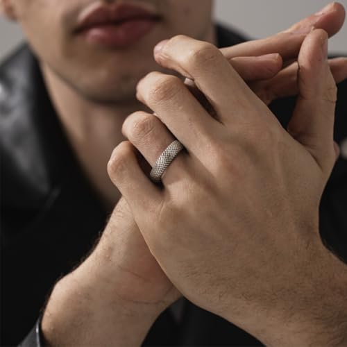 Snake Skin Unusual Mens Wedding Band Ring in Oxidized Silver, Vintage 925 Sterling Silver Rings For Men, Unique Mens Jewelry For Husband, Boyfriend Gifts For Him - Comfort Fit - Gothic3