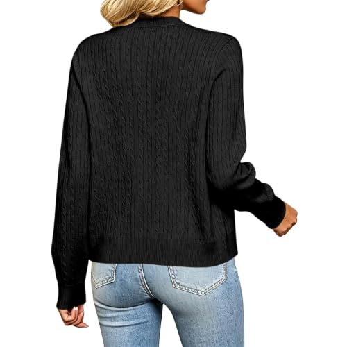 Plain Round Neck Cardigan Cropped Knit Cardigan Button Cardigans for Women - image 8