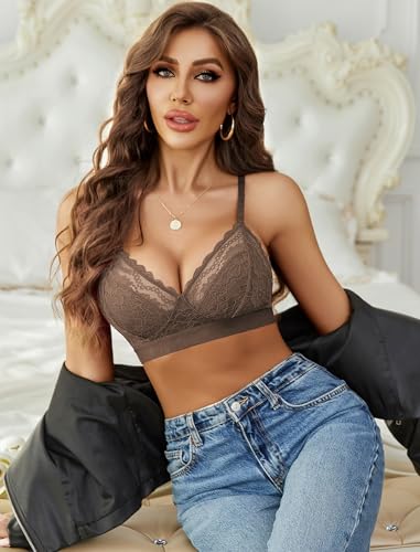 Image of Avidlove Bralettes for Women Lace Racerback Bras Wireless Unlined Bralette Comfy Bra Sexy Lingerie Tops