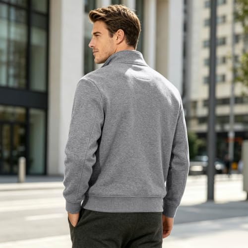 Mens Pullover Quarter Zip 1/4 Zipper Fleece Polo Neck Oversized Sweatshirt - image 4