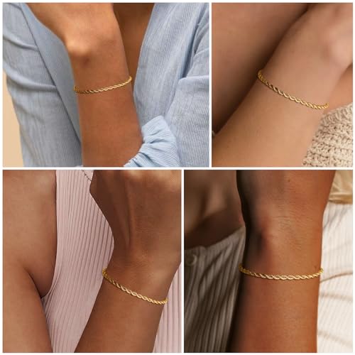 Poxtex Gold Rope Bracelet For Women thumb #3
