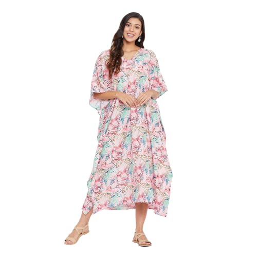Image of Oussum Women Long Maxi Plus Size Polyester Kaftan Gown, Womens Kaftan Dresses Lounge Resort Wear, Plus Size Kaftan