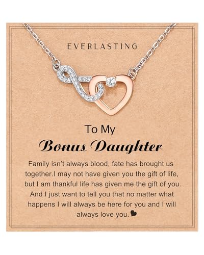 Shonyin Bonus Daughter Gifts from Stepmom Stepdad Unique, to My Adopted Unbiological Step Bonus Daughter Stepdaughter Necklace Valentines Day Easter Jewelry Gifts