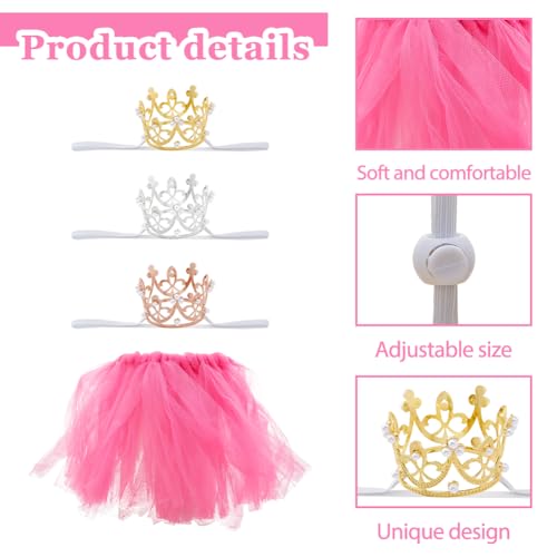 Set de ropa para mascotas con corona y tutú princesa miniatura 4