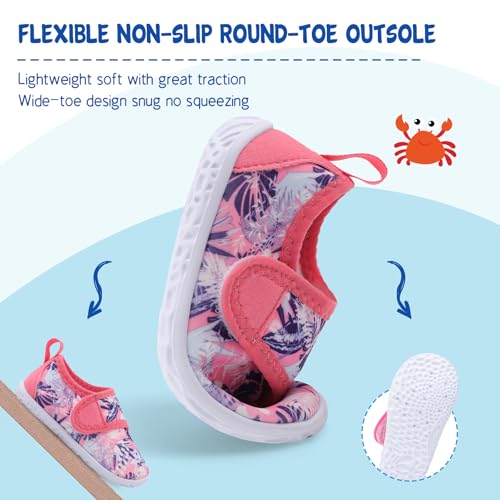 Image of LeIsfIt Toddler Water Shoes Boys Girls Barefoot Aqua Socks Kids Breathable Quick-Dry Swim Shoes for Beach Pool Surf