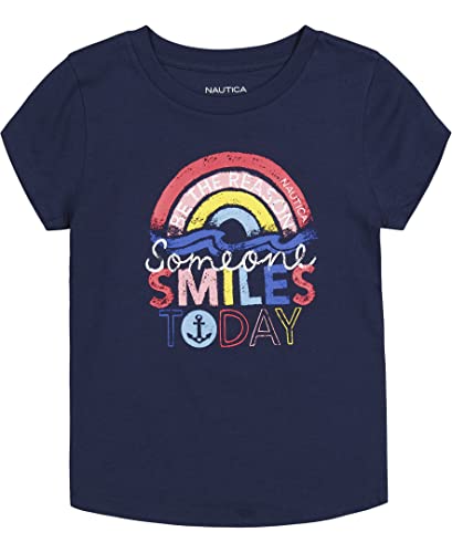 Haut fille bleu marine Nautica aux finitions soignées et motif arc-en-ciel durable