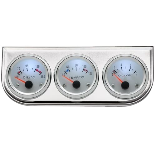 Kit de jauges 3 en 1 52 mm de haute précision au fini chrome brillant