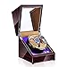 Caja enrolladora de Reloj automática Doble, Interruptor LED, Modo de Ajuste de 5 velocidades, Caja de Almacenamiento de Lujo de Madera para 2 Relojes de Pulsera