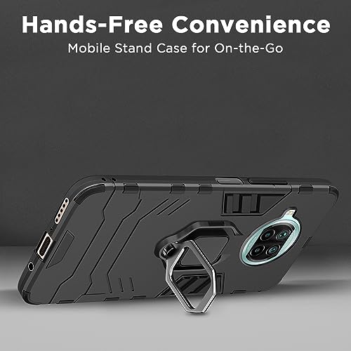 Image of Pikkme MI 10i 5G Back Cover | D5 Tough Armor Bumper | 360 Protection Case | Ring Holder Stand Case for Mi 10i 5G (Black)