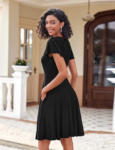 Image of Zeagoo Womens Summer Dress Casual Swing Sundresses Floral Ruffle Short Sleeve Wedding Guest Dress Beach Mini Dress 2026