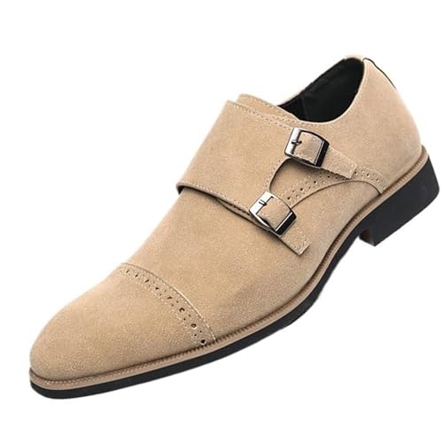 Men's Classic Leather Dress Shoes Fashion Walking Business Pointed Toe Strap Buckle Tuxedo Oxford Shoes