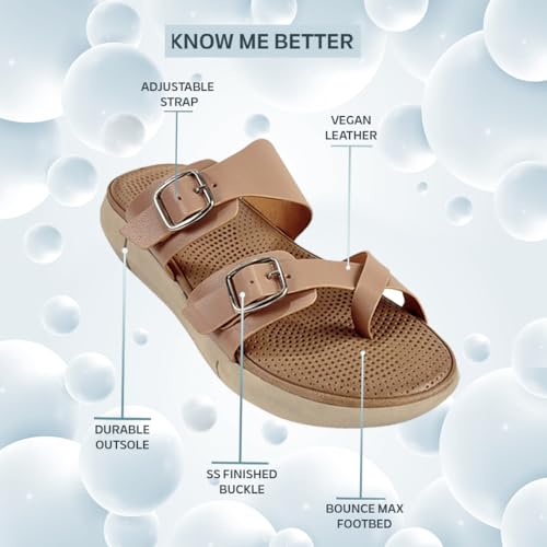 Image of KazarMax Women Magnolia Lightweight Double Strap | Cushioned | Bounce Back | Comfortable Flat Sandals