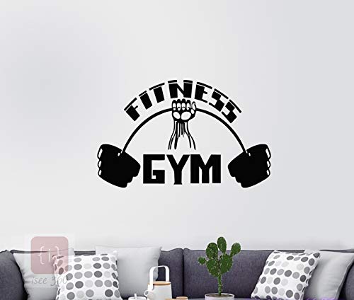 ISEE 360® Gym Stickers for Wall Large Size Fitness Gym Sticker for Glass Door Bedroom Home Workout Vinyl Decals W x H 22 x 13 inch (Black)-image-5