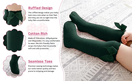 Century Star Baby Knee High Socks Girls Bow Ruffled Tube Socks Toddlers Infant School Uniform Leggings Long Stockings 6-18 Months M thumb #4
