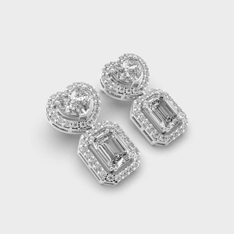 Orecchini pendenti in argento sterling 925 per tutti i giorni | Placcatura in argento n. Pietra: 90 | Dimensioni gemma: 0,08-0,89 mm | Peso: 2,69 crt | Forma: mista | 4,538 grammi |LKE_00282