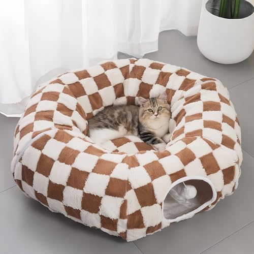 Cama para gatos en sala de estar con cojín de invierno suave 3