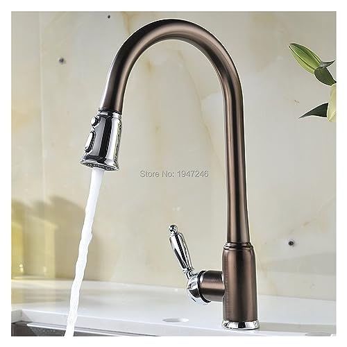 Robinet de cuisine avec douchette rétractable pour évier et bar en laiton