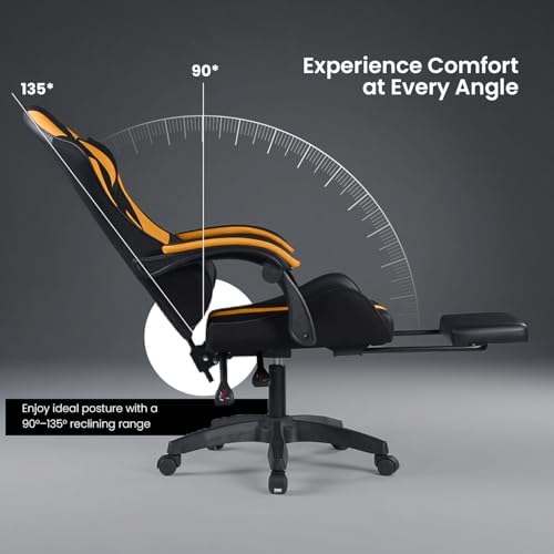 Image of Warrior 2026 Edition Gaming & Office Ergonomic Chair | Vegan Leather | High Back 135 Recliner | Adjustable Height & Linkage Armrest| Lumbar Support | 360 Swivel | 3 Year Warranty, Orange