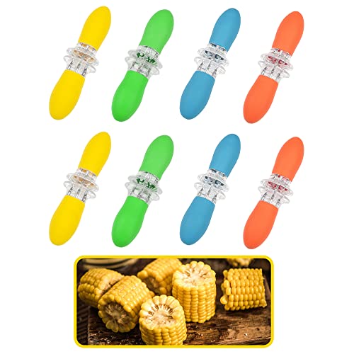 Senzeal SZLUS-015 16Cs/8Pairs Corn Holders Stainless Steel Corn On The Cob Corn Skewers Corn Cob Holders Bbq Forks Skewers With Silicone Handle For Home Party Camping Cooking Barbecues Picnics cover